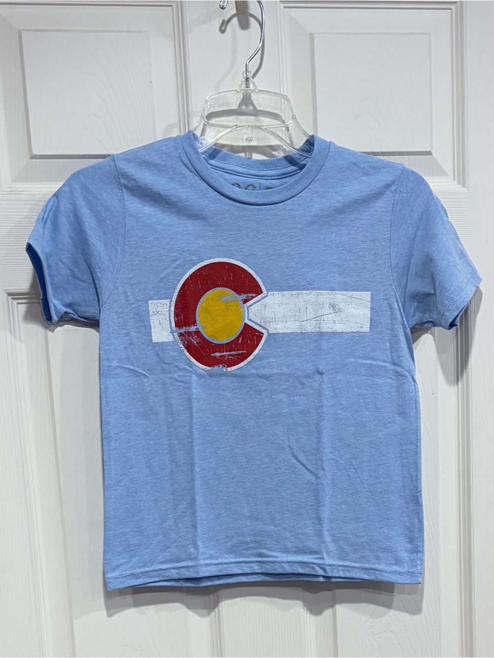 Yo Colorado Kids' Small Classic Colorado Flag Light Blue T-Shirt NWT Cotton
